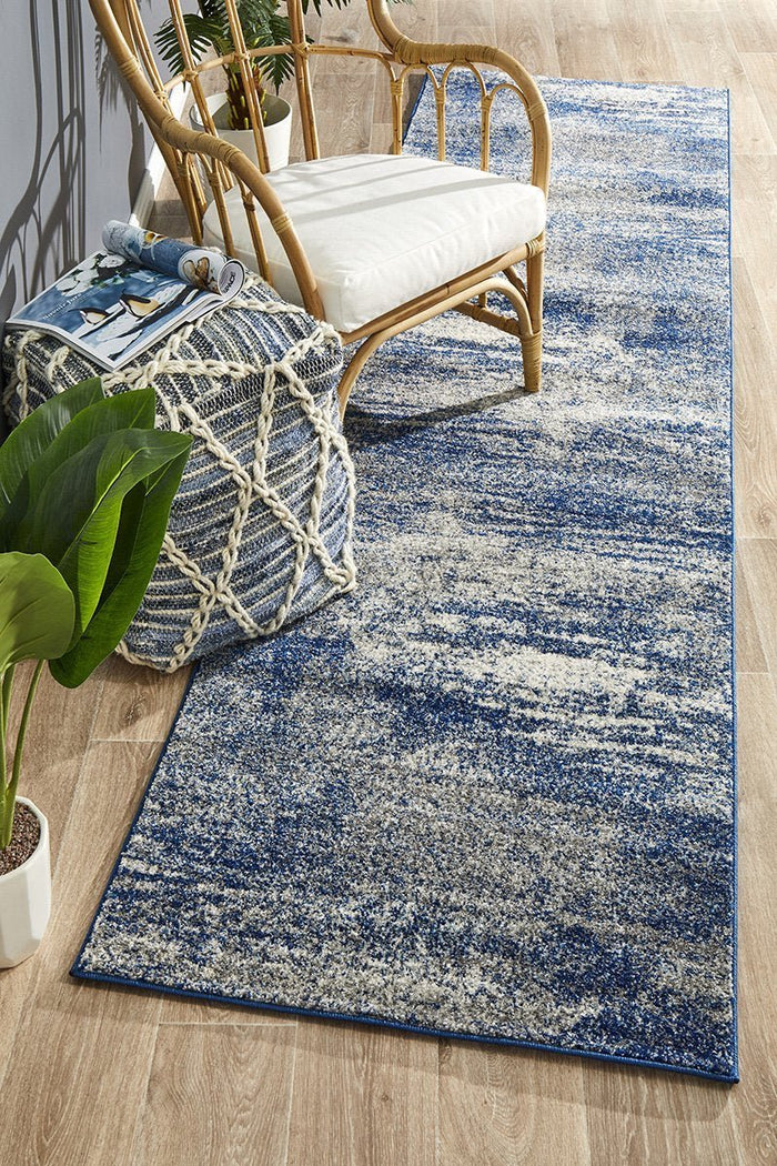 Casandra Dunescape Modern Blue Grey Runner Rug