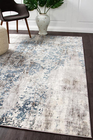 Casper Distressed Modern Rug Blue Grey White - Floorsome - Modern