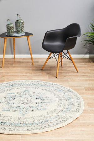 Century 922 White Round Rug - Floorsome - Modern