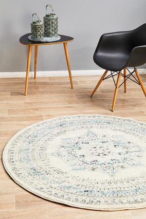 Century 922 White Round Rug - Floorsome - Modern