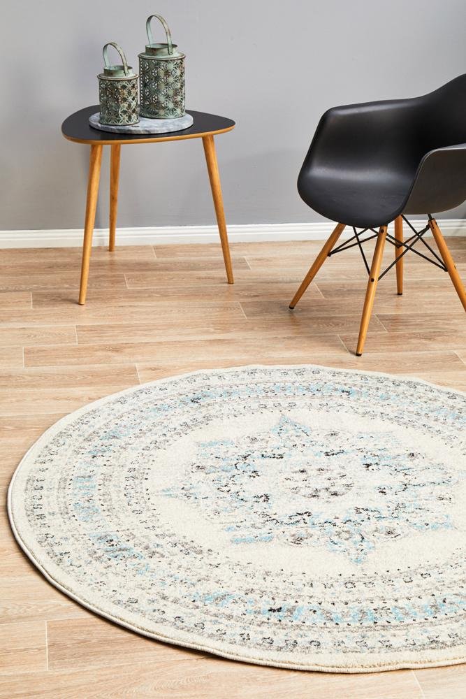 Century 922 White Round Rug