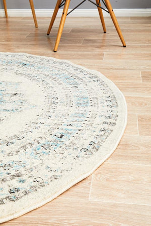 Century 922 White Round Rug - Floorsome - Modern