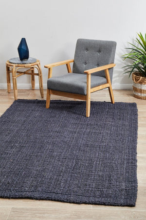 Chunky Natural Fiber Barker Navy Rug - Floorsome - Flatweave