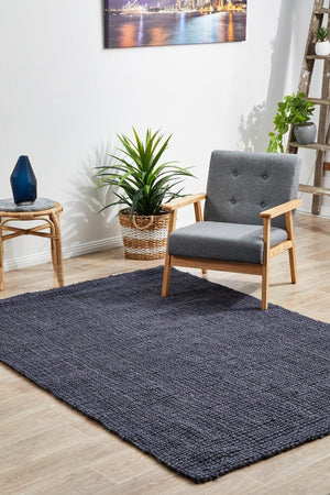 Chunky Natural Fiber Barker Navy Rug - Floorsome - Flatweave