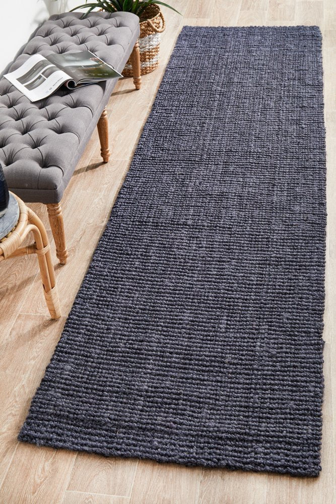 Chunky Natural Fiber Barker Navy Runner Rug