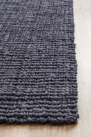 Chunky Natural Fiber Barker Navy Runner Rug - Floorsome - Flatweave