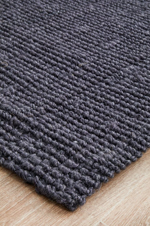 Chunky Natural Fiber Barker Navy Runner Rug - Floorsome - Flatweave