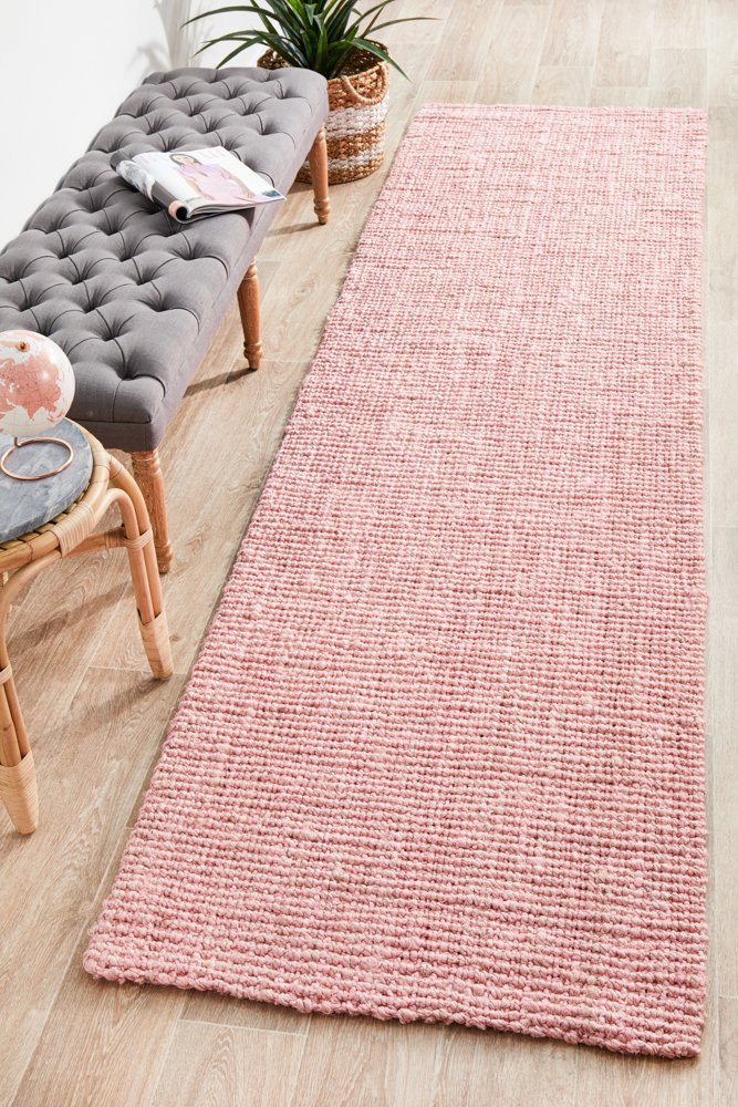 Chunky Natural Fiber Barker Pink Runner Rug