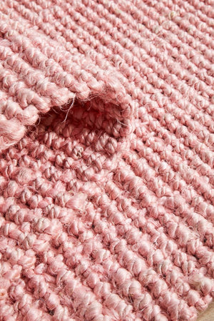 Chunky Natural Fiber Barker Pink Runner Rug - Floorsome - Flatweave