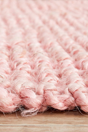 Chunky Natural Fiber Barker Pink Runner Rug - Floorsome - Flatweave