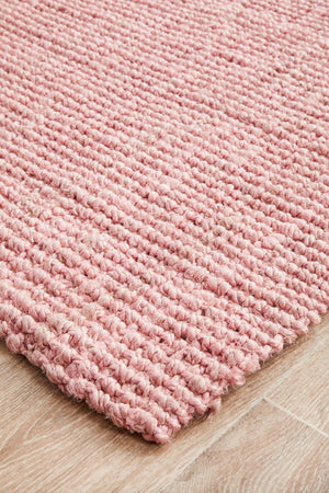 Chunky Natural Fiber Barker Pink Runner Rug - Floorsome - Flatweave