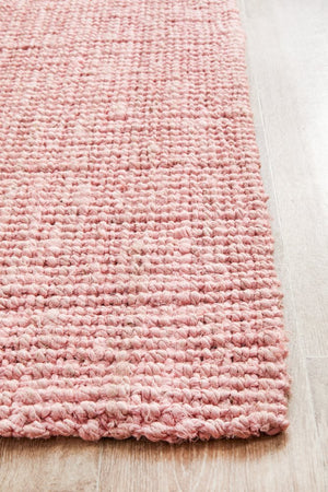 Chunky Natural Fiber Barker Pink Runner Rug - Floorsome - Flatweave