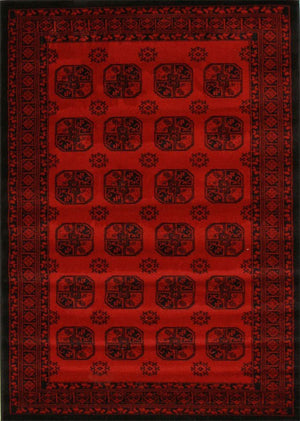 Classic Afghan Design Rug Red - Floorsome - Traditional