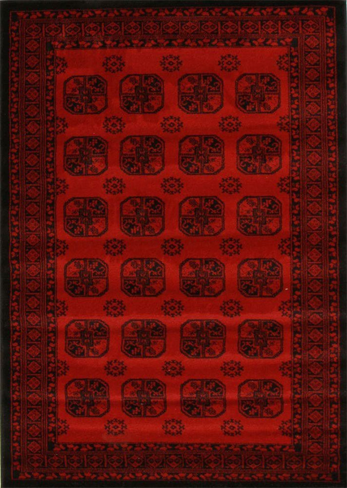 Classic Afghan Design Rug Red