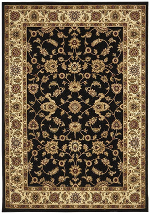 Classic Rug Black with Ivory Border - Floorsome - Traditional