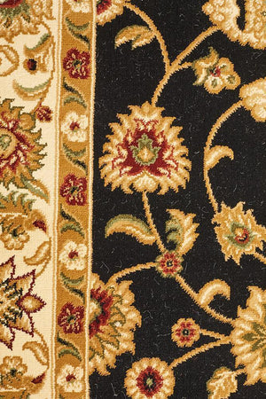 Classic Rug Black with Ivory Border - Floorsome - Traditional