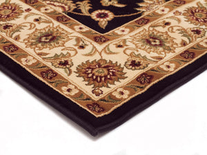 Classic Rug Black with Ivory Border Runner - Floorsome - Traditional