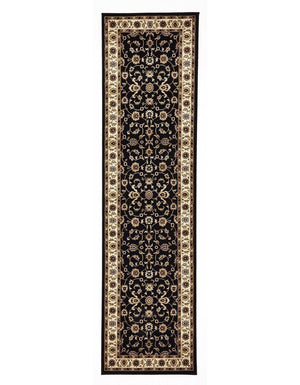 Classic Rug Black with Ivory Border Runner - Floorsome - Traditional