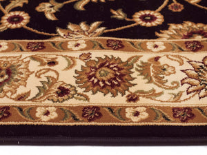 Classic Rug Black with Ivory Border Runner - Floorsome - Traditional