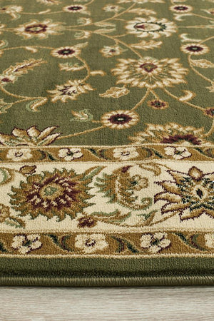 Classic Rug Green with Ivory Border - Floorsome - Traditional