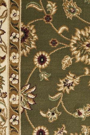 Classic Rug Green with Ivory Border - Floorsome - Traditional