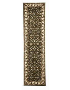 Classic Rug Green with Ivory Border - Floorsome - Traditional