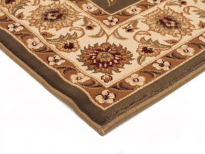 Classic Rug Green with Ivory Border Runner - Floorsome - Traditional