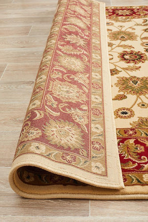 Classic Rug Ivory with Red Border - Floorsome - Traditional