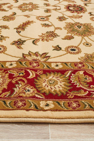 Classic Rug Ivory with Red Border - Floorsome - Traditional