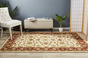 Classic Rug Ivory with Red Border - Floorsome - Traditional