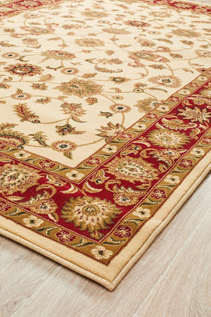 Classic Rug Ivory with Red Border - Floorsome - Traditional