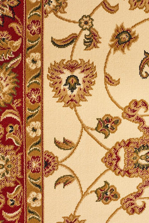 Classic Rug Ivory with Red Border - Floorsome - Traditional