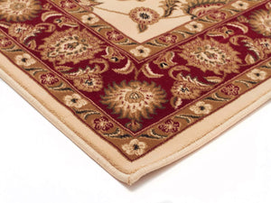 Classic Rug Ivory with Red Border Runner - Floorsome - Traditional