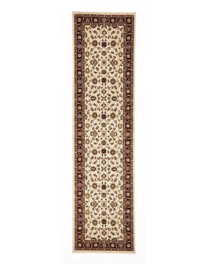 Classic Rug Ivory with Red Border Runner - Floorsome - Traditional