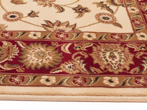 Classic Rug Ivory with Red Border Runner - Floorsome - Traditional