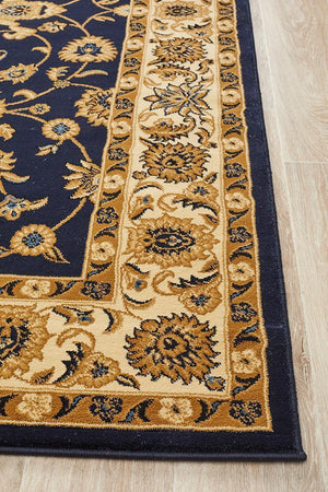 Classic Rug Navy with Ivory Border - Floorsome - Traditional