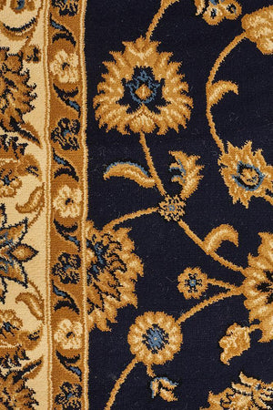 Classic Rug Navy with Ivory Border - Floorsome - Traditional