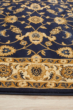 Classic Rug Navy with Ivory Border - Floorsome - Traditional