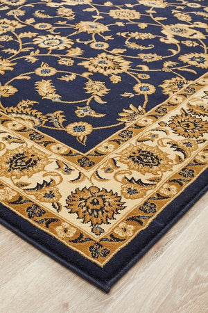 Classic Rug Navy with Ivory Border - Floorsome - Traditional