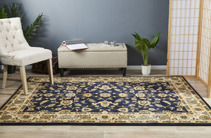 Classic Rug Navy with Ivory Border - Floorsome - Traditional