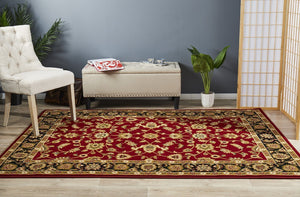 Classic Rug Red with Black Border - Floorsome - Traditional