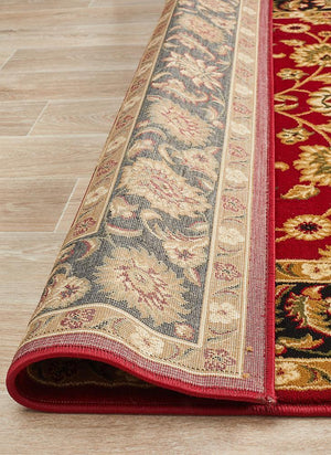 Classic Rug Red with Black Border - Floorsome - Traditional