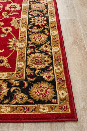 Classic Rug Red with Black Border - Floorsome - Traditional