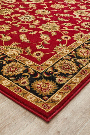 Classic Rug Red with Black Border - Floorsome - Traditional