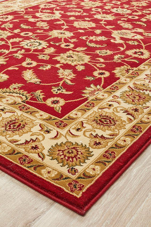 Classic Rug Red with Ivory Border - Floorsome - Traditional