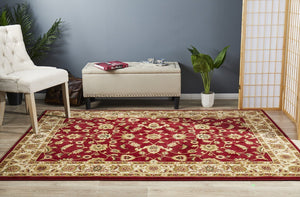 Classic Rug Red with Ivory Border - Floorsome - Traditional