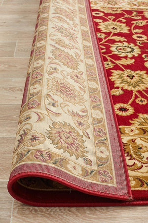 Classic Rug Red with Ivory Border - Floorsome - Traditional