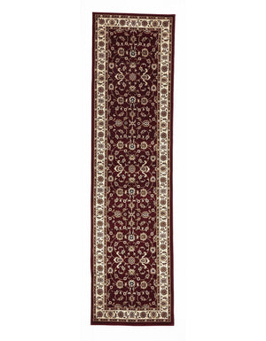 Classic Rug Red with Ivory Border Runner - Floorsome - Traditional