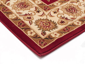 Classic Rug Red with Ivory Border Runner - Floorsome - Traditional