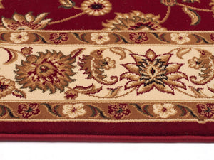 Classic Rug Red with Ivory Border Runner - Floorsome - Traditional